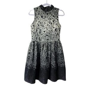Freeway Juniors Size L Fit & Flare Sleeveless Dress Black Ivory Heavyweight